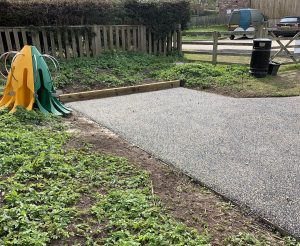 Bike Rack Play Area Spofforth Rubber Stone Mix Pathway